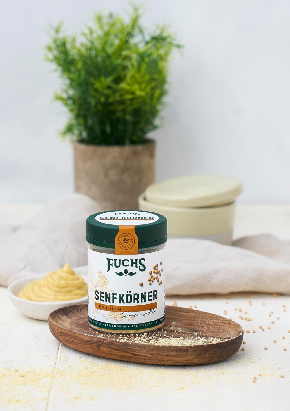 Fuchs Gewürze - Senfkörner gemahlen - für die Zubereitung von Rubs, zum Verfeinern von Suppen und Saucen - ingrédients naturels - 45 g dans une dose large, recyclable