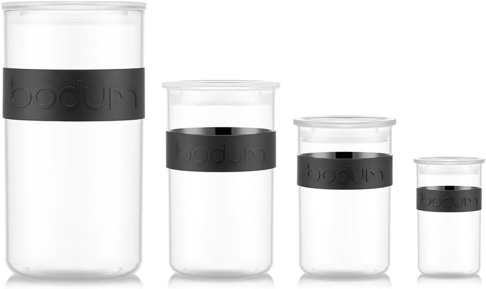 Bocaux de conservation BODUM PRESSO, plastique, noir, 4 x 0,25 l, 3 x 0,6 l, 3 x 1 l, 2 x 2 l Boîtes de conservation alimentaire Naty Shop