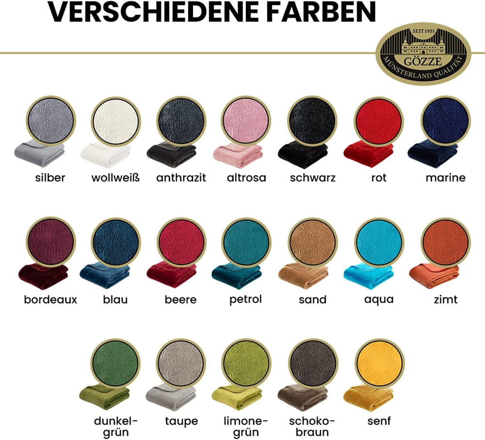 Gözze - Couverture Confortable Sensation Cachemire Premium, 500 G/M², 180 X 220 Cm - Lits et Couvertures moutarde Besuche den Gözze-Store