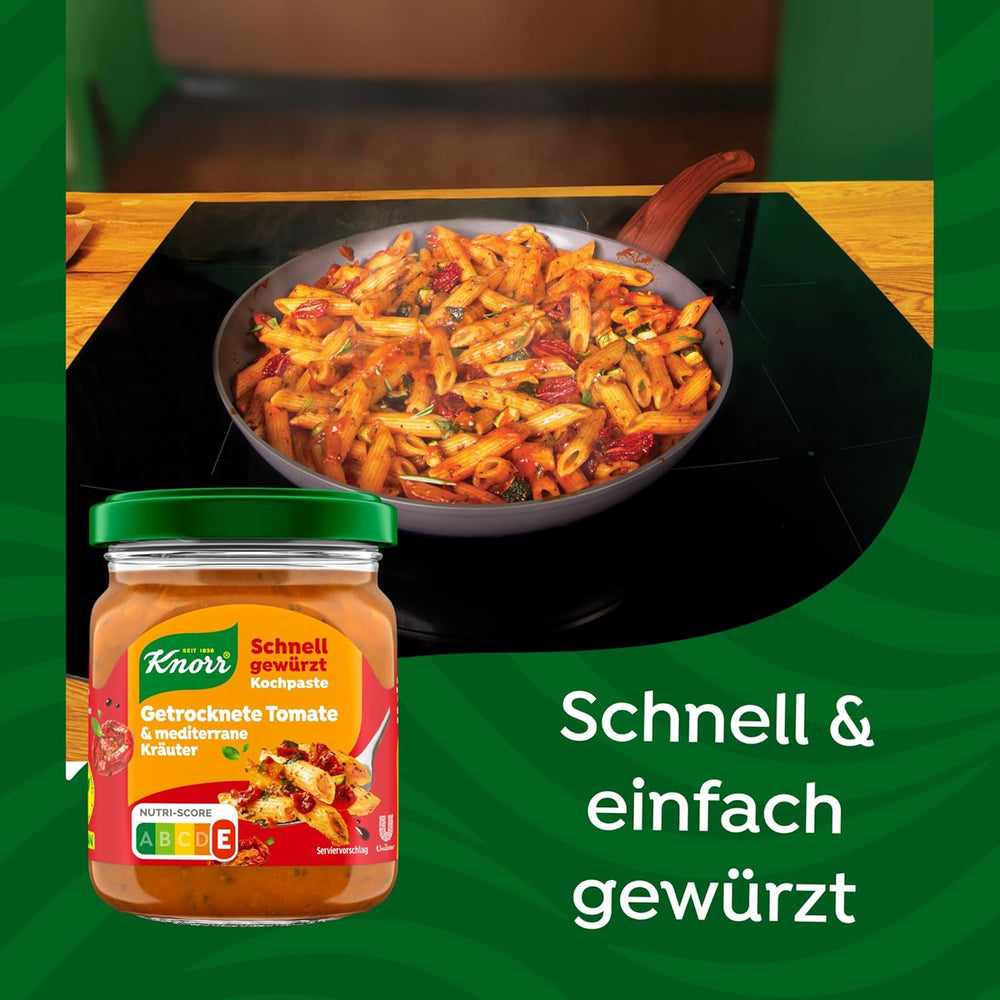 Knorr Schnell gewürzt Kochpaste Getrocknete Tomato & Mediterranean Kräuter einfach & schnell für einen besons intensificen, geballten Gesmack 165 g