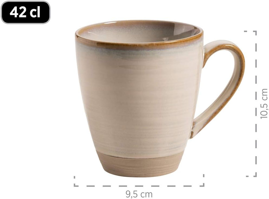 MÄSER 931818 Nottingham Vintage Series Service de table pour 4 personnes, service de petit-déjeuner 12 pièces avec formes rondes irrégulières au look rétro, carrelage, beige