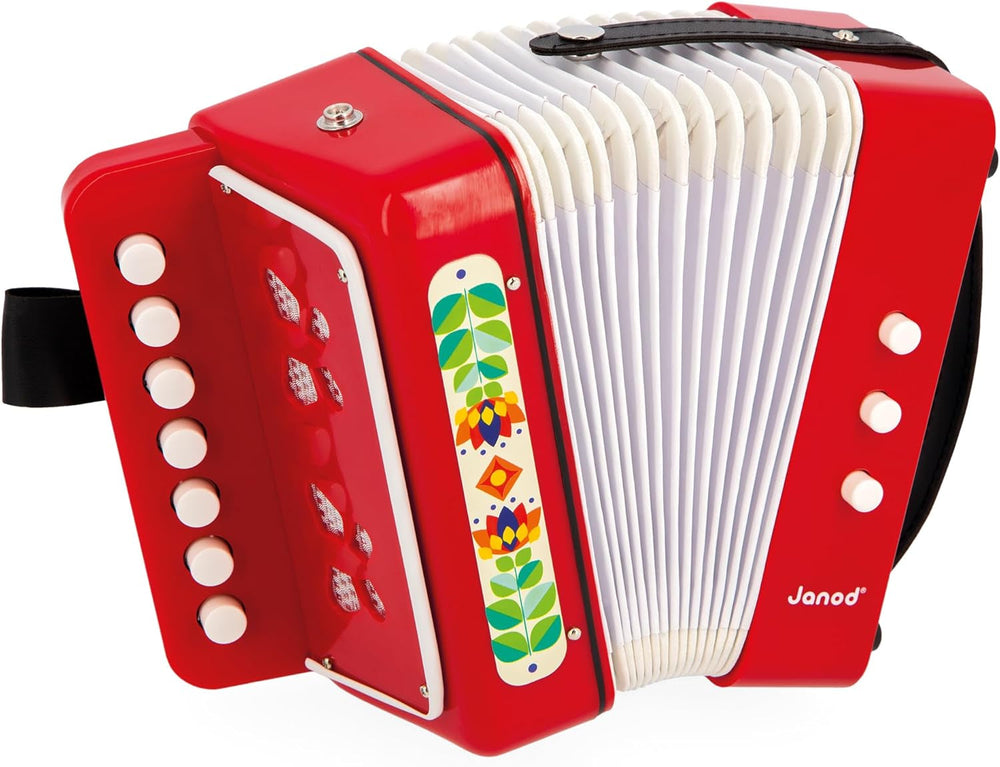 Janod - Accordéon Gioia - Instrument de musique pour enfants - Jeux de rôle et éducation musicale précoce - Avec sangle - Dès 3 ans, J07654 Jucarii Bebe Naty Shop