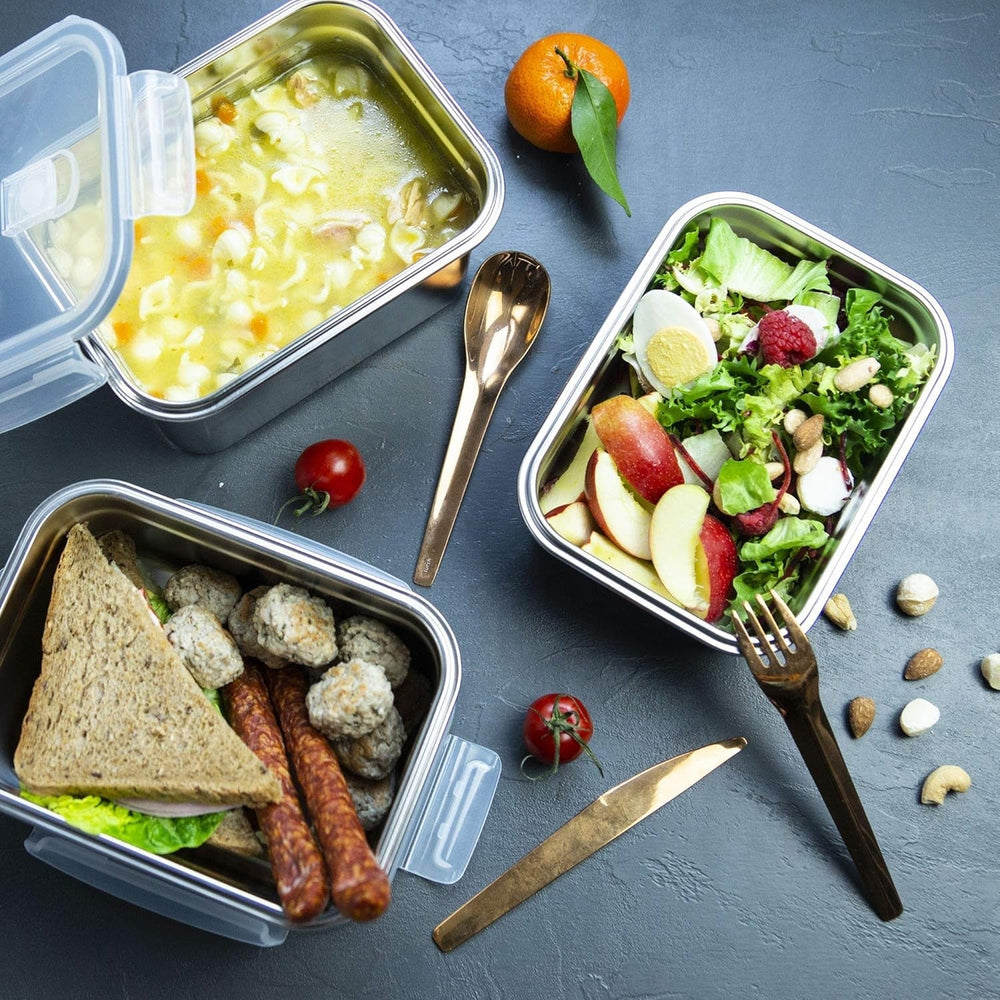 Lurch 240895 Boîte à lunch Boîte de sécurité/stockage en acier inoxydable de haute qualité avec couvercle en plastique sans BPA 2000 ml Boîtes de conservation alimentaires transparentes Naty Shop