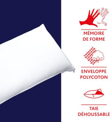 Oreiller DODO, bloc de mousse viscoélastique, blanc, 1 unité (Lot de 1) Oreillers standards Naty Shop