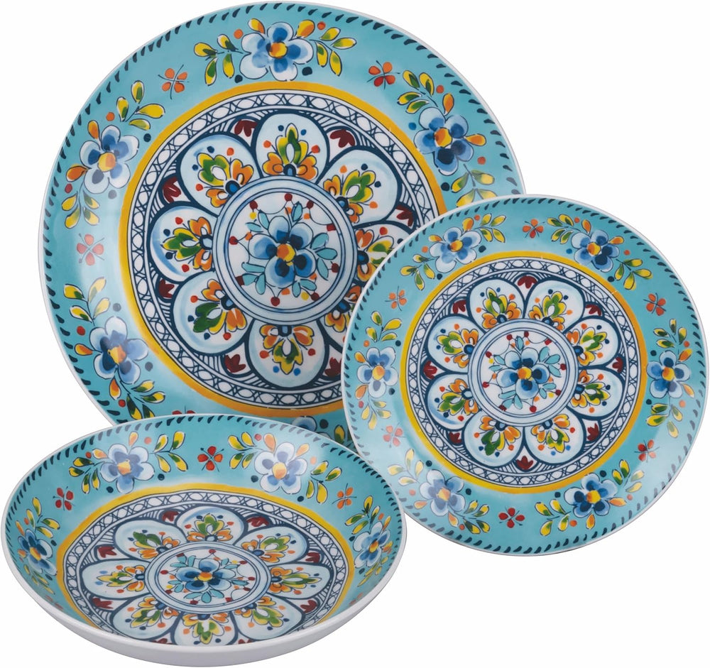 Service de table en porcelaine 18 pièces, 6 ensembles d'assiettes différents, Andalousie