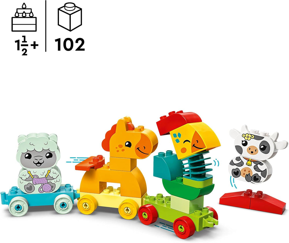 LEGO DUPLO My First Animal Train Set - Educational Toy for Toddlers - incl. Rooster, Horse, Lamb & Cow Farm Animal Figures, Birthday Gift for 1+ Year Old Boys & Girls - 10412
