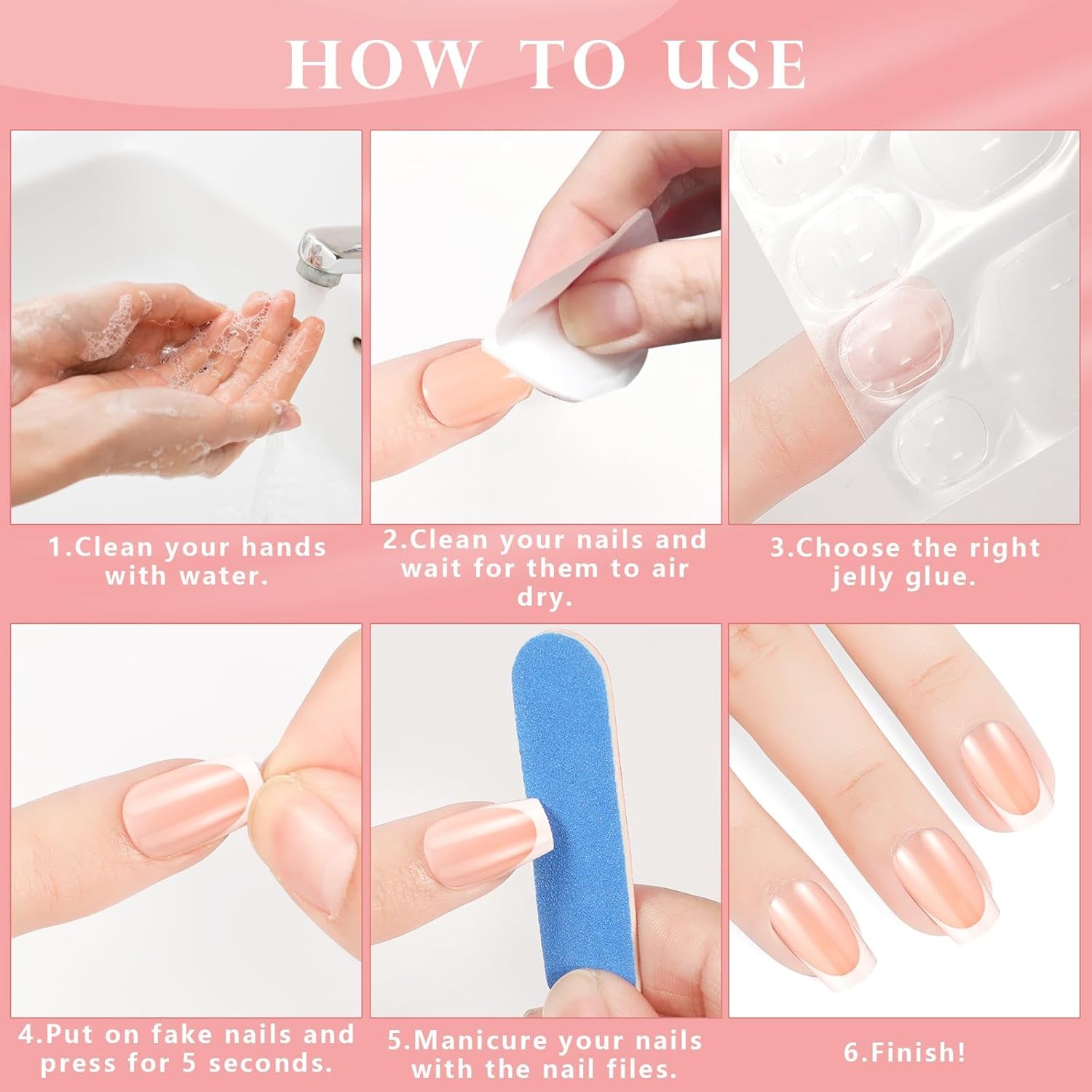 360 pièces d'ongles artificiels français, faux ongles rectangulaires moyens avec fausse lime à ongles, pointes naturelles à presser pour dames et femmes