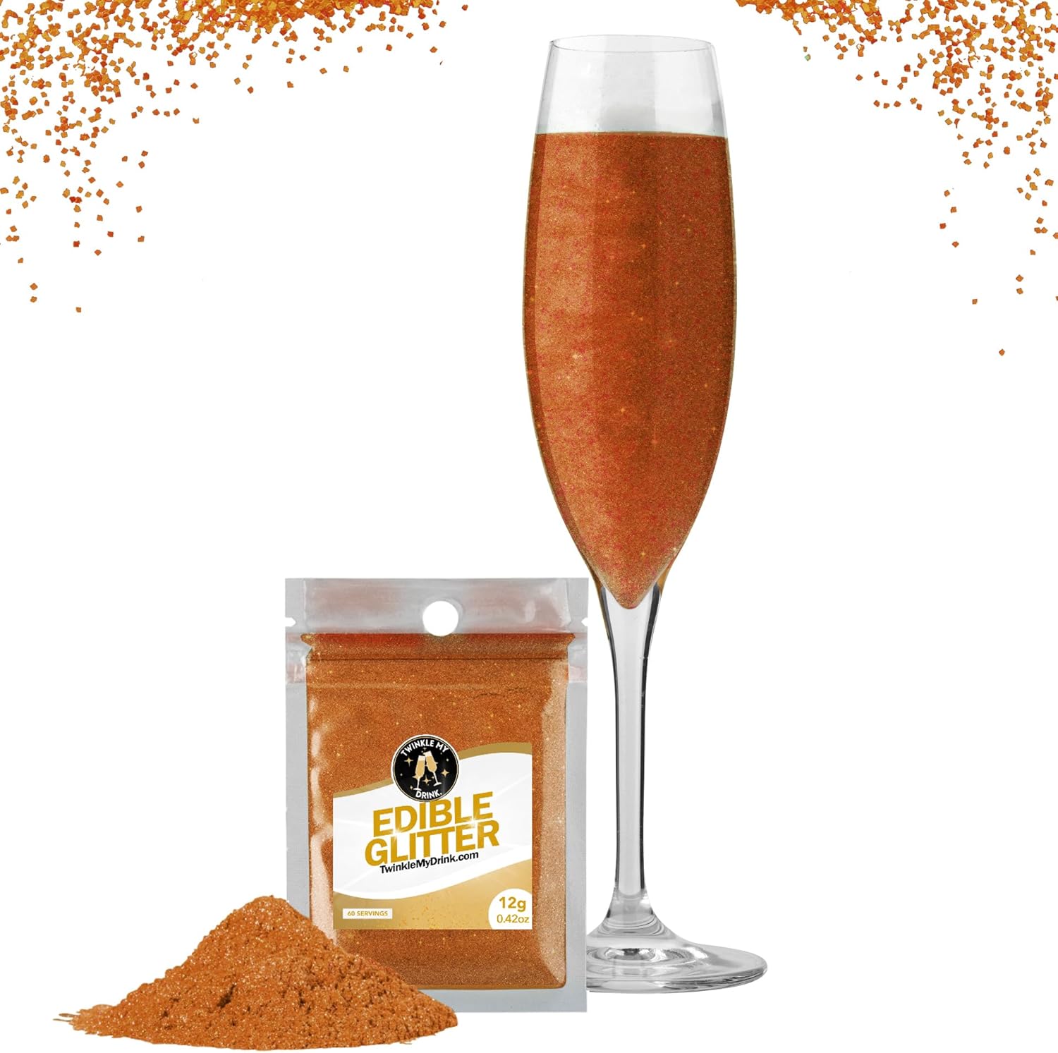Twinkle My Drink® Paillettes comestibles pour boissons, couleurs assorties, 12 grammes Naty Shop Kupfer