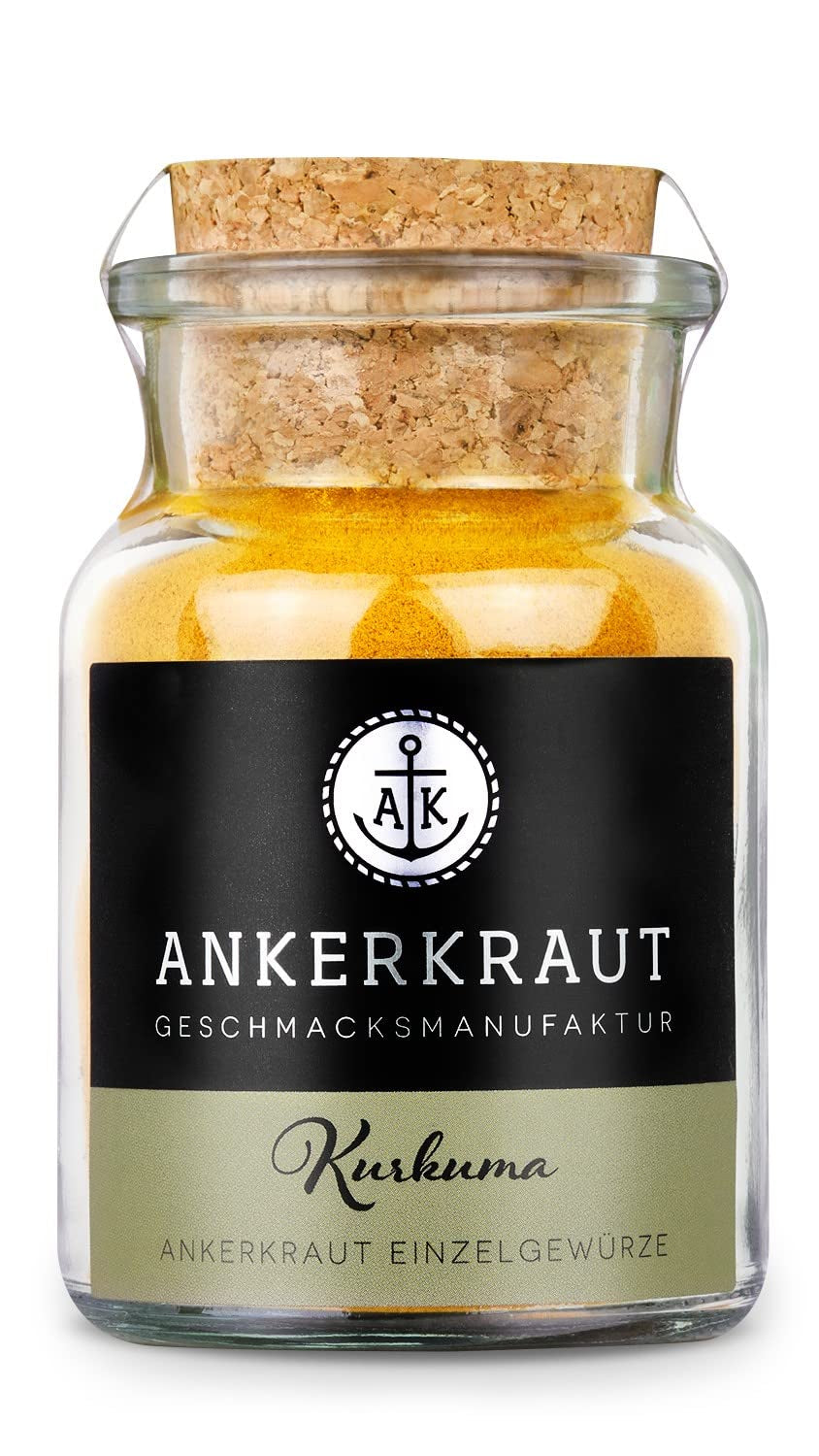 Ankerkraut Curcuma, gemahlen, Curcuma Gewürz Pulver, 75g dans un verre en liège