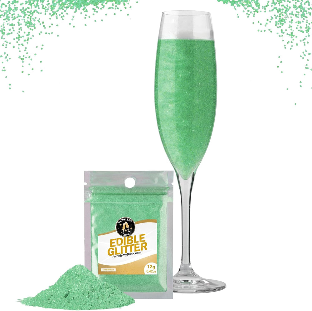 Twinkle My Drink® Paillettes comestibles pour boissons, couleurs assorties, 12 grammes Naty Shop vert