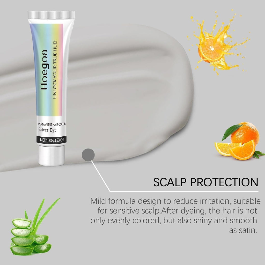 Vopsea de păr argintie 2-in-1 cu extract de esență naturală, vopsea de păr argintie Detroit Rain, vopsea de păr argintie metalică, vopsea de păr argintie pentru păr închis, vopsea de păr argintie, vopsea de păr permanentă (1 bucată) Vopsea pentru par Naty Shop