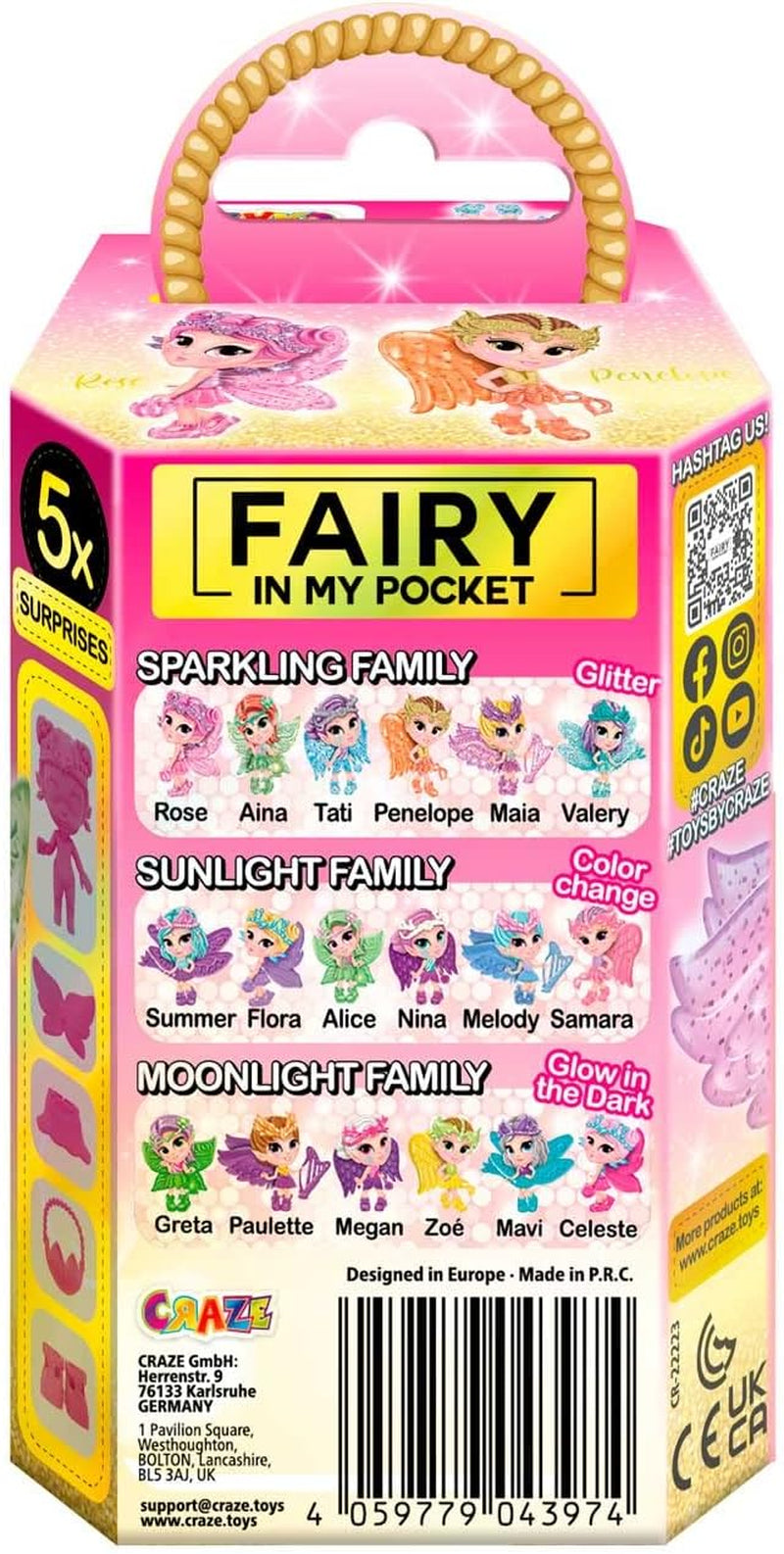 CRAZE Fée dans ma poche | Poupée féerique avec ailes, jouet féerique à collectionner avec effets spéciaux tels que paillettes, lueur dans le noir et changement de couleur Dolls Naty Shop