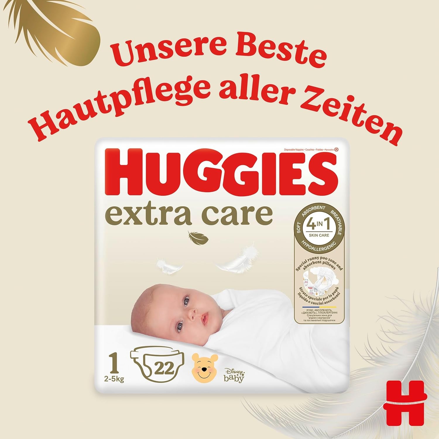 Couches pour nouveau-nés Huggies, taille 1, 100 couches (2 x 50), boîte d'un demi-mois