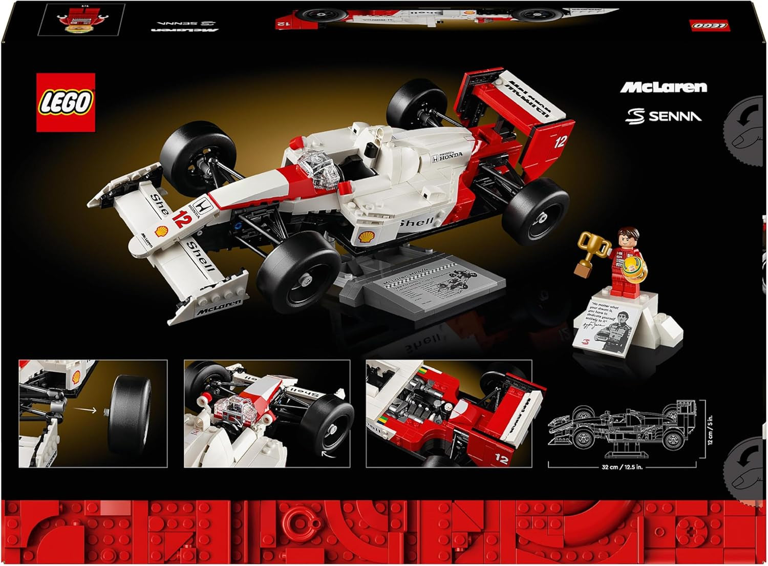 LEGO Icons Mclaren MP4/4 & Ayrton Senna Kit de voiture de course F1 pour adultes avec figurine de course, à collectionner, idée cadeau pour hommes, femmes, lui et elle 10330 Sets de construction Besuche den LEGO-Store
