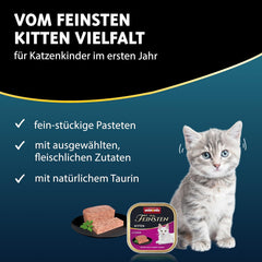 Animonda Vom Feinsten Kitten Variety for Kittens (32 x 100g), nourriture humide sans céréales et sans sucre pour jeunes chats avec des ingrédients 100% frais et carnés.
