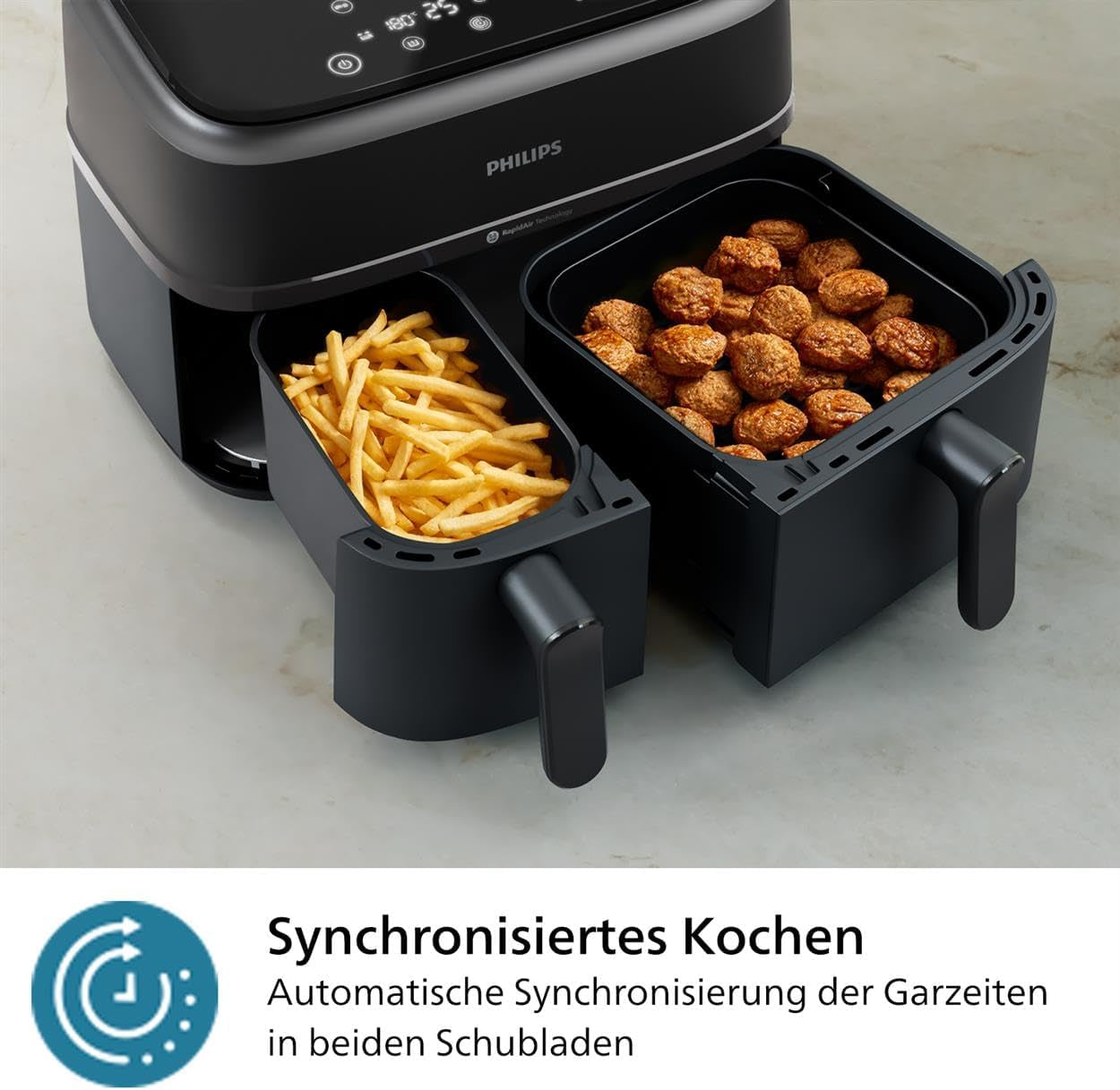 Philips Airfryer Dual Basket 3000 Series, 9L, 2 paniers, 2 plats prêts en même temps, technologie Rapidair plus électroménagers à air chaud Naty Shop