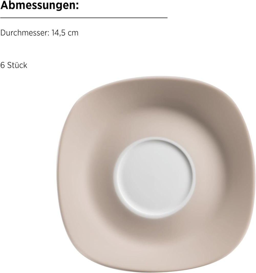 MÄSER Nela service de table combiné, série 30 pièces, service de table carré pour 6 personnes, blanc/marron