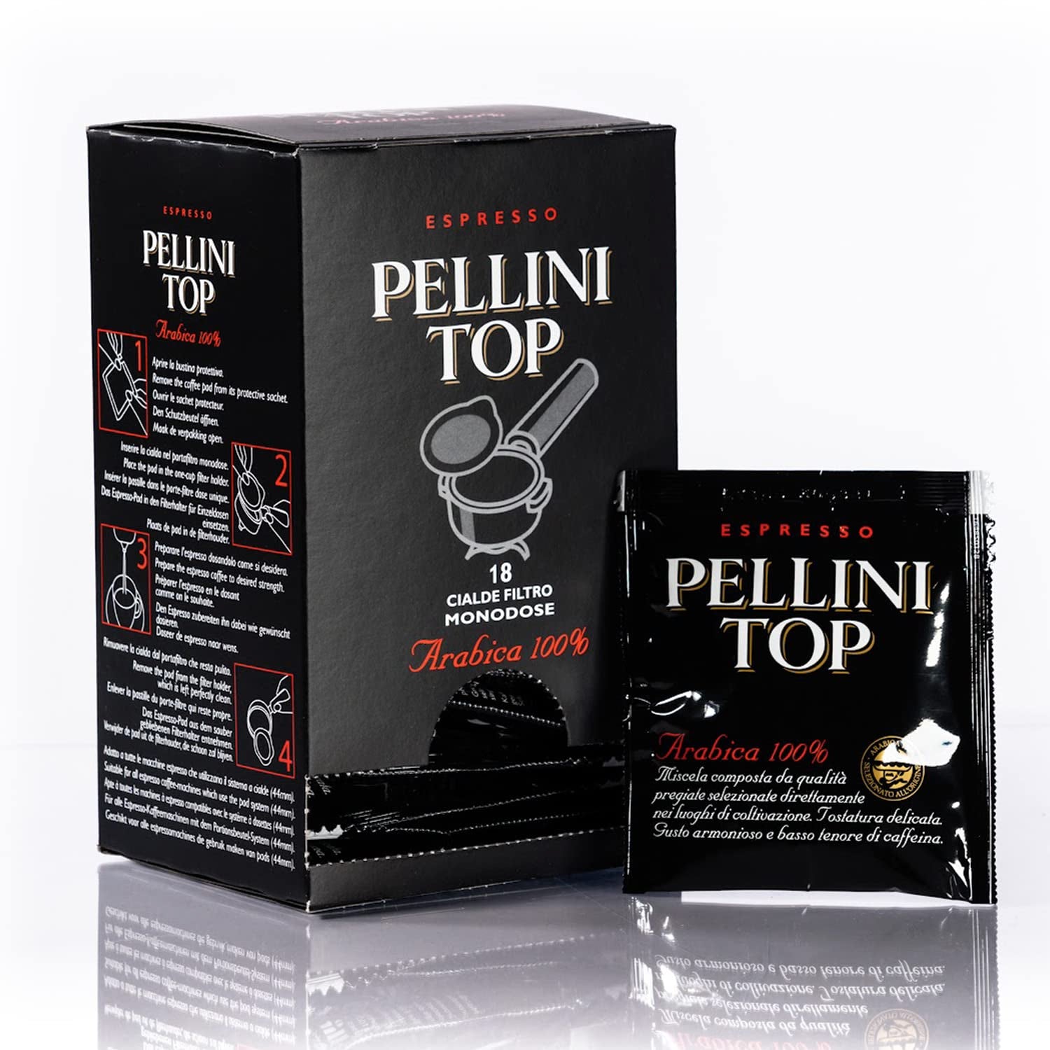 Pellini Caffè, Espresso Pellini Top 100% Arabica - 6 paquets avec 18 dosettes (6x126 g, total 108 dosettes)
