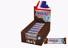 Barres protéinées au chocolat Snickers - Saveur riche avec caramel, noisettes et nougat, emballage en vrac 18x47g