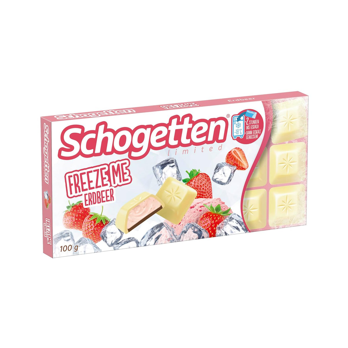 Schogetten Freeze Me Strawberry Limited Edition - Glace froide au chocolat au goût intense de fraise