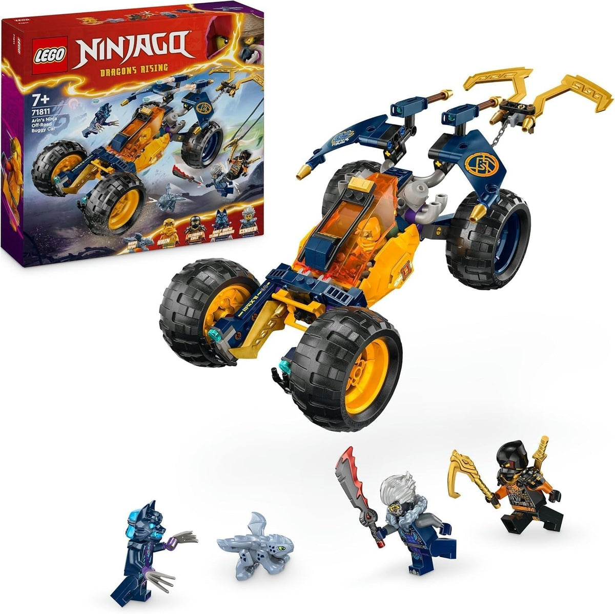 LEGO NINJAGO Le buggy tout-terrain Ninja d'Arin, jouet ninja avec voiture, dragon et 4 mini figurines, modèle de buggy aventure pour enfants, cadeau d'anniversaire pour garçons et filles de 7 ans 71811 Ensembles de construction Beuche den LEGO-Store Single