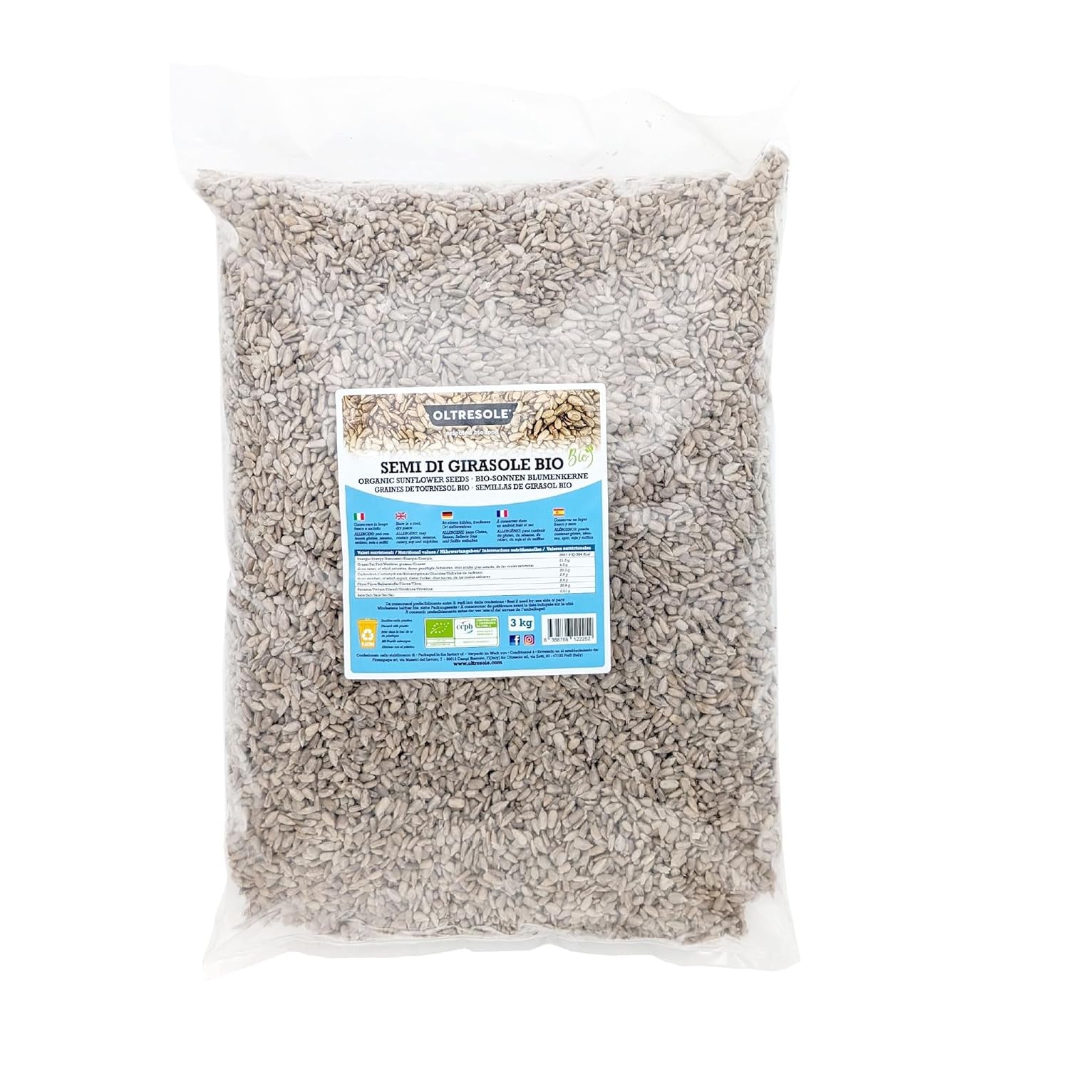 Graines de tournesol biologiques 3 kg, graines de tournesol biologiques crues, décortiquées, non torréfiées et non salées, riches en fibres et en nutriments, idéales comme collation et pour les recettes