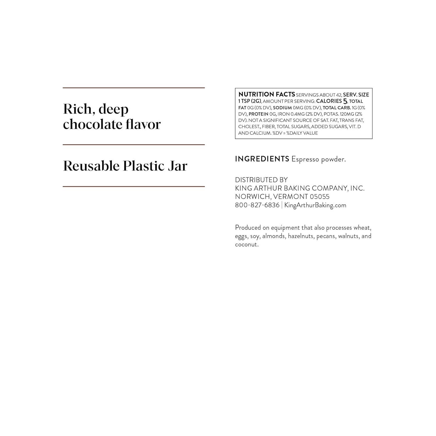 Poudre d'espresso King Arthur - Saveur de café intense dans les gâteaux