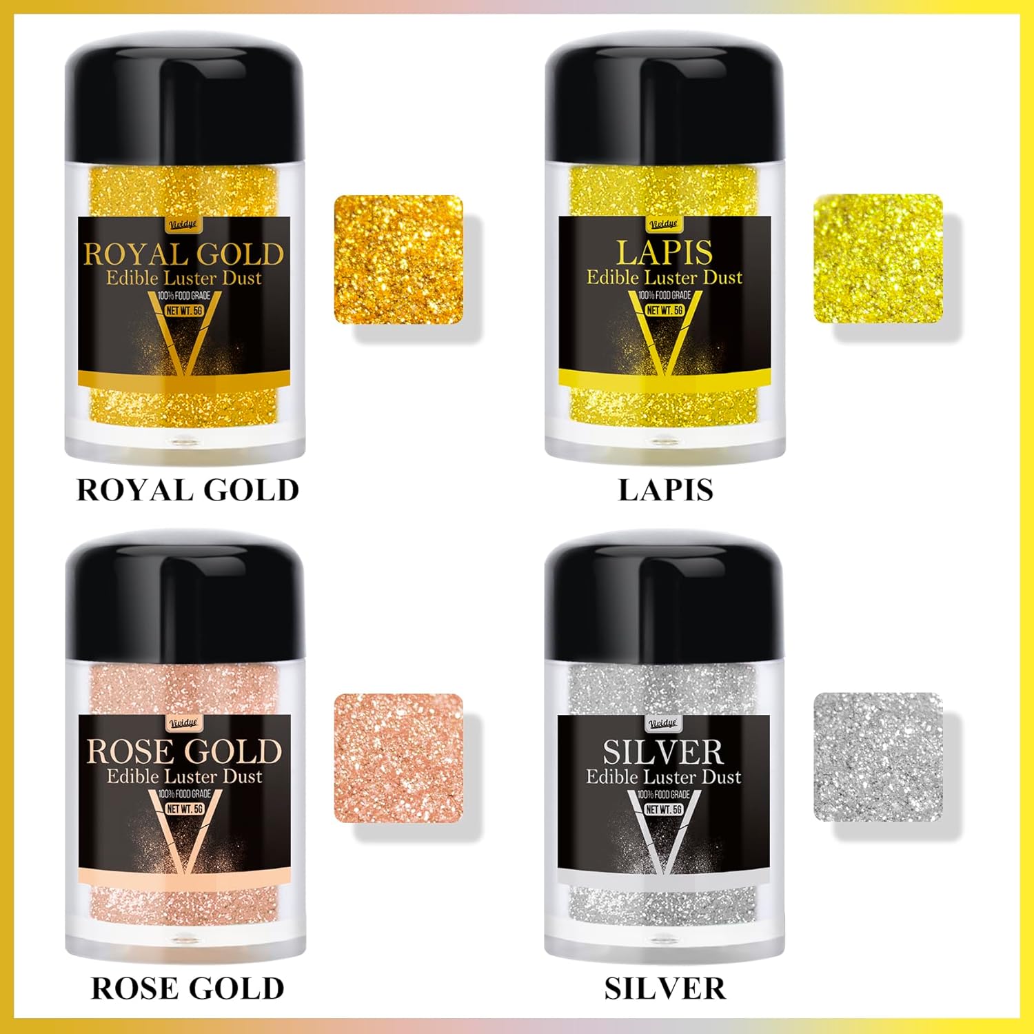 Paillettes comestibles, poudre, couleurs variées, 30 grammes Naty Shop