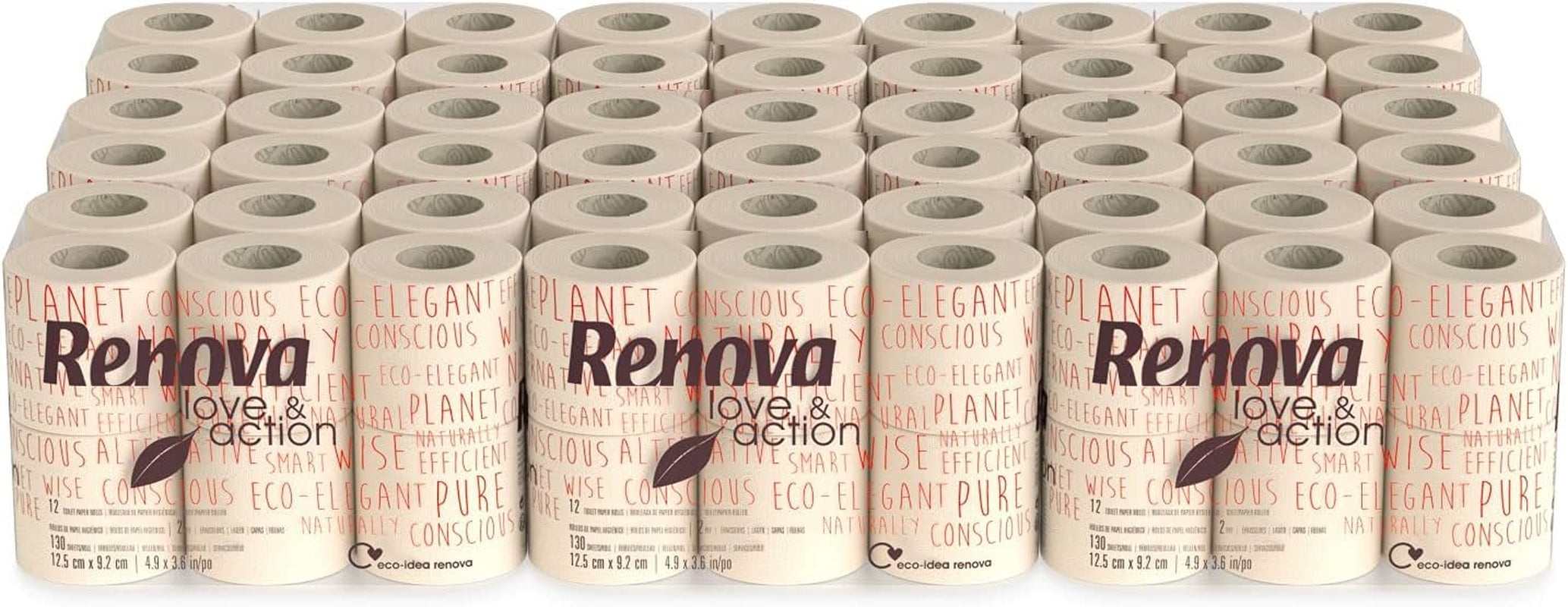 Papier toilette Renova Love & Action, Beiger Paquet 9 X 12 Rollos-: 108