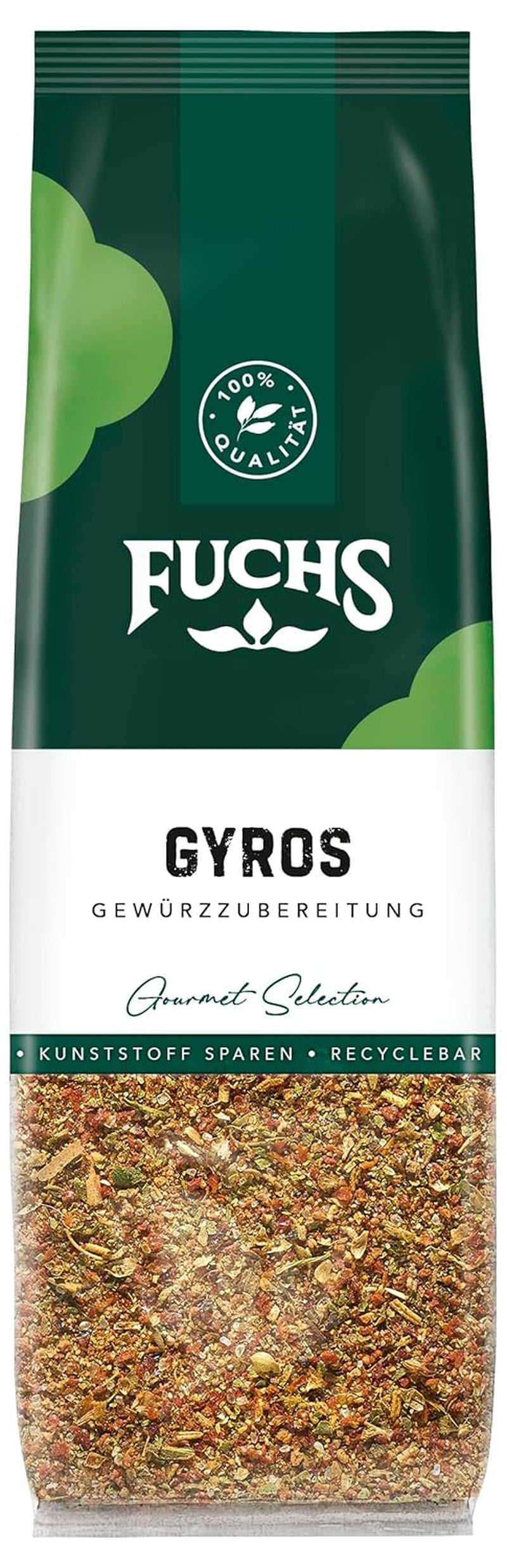 Fuchs Gewürze - Gyros Gewürzzubereitung im recyclableen Nachfüllbeutel, Gewürzmischung mit gewählteten Kräutern für Rind und Schweinefleisch - 70 g