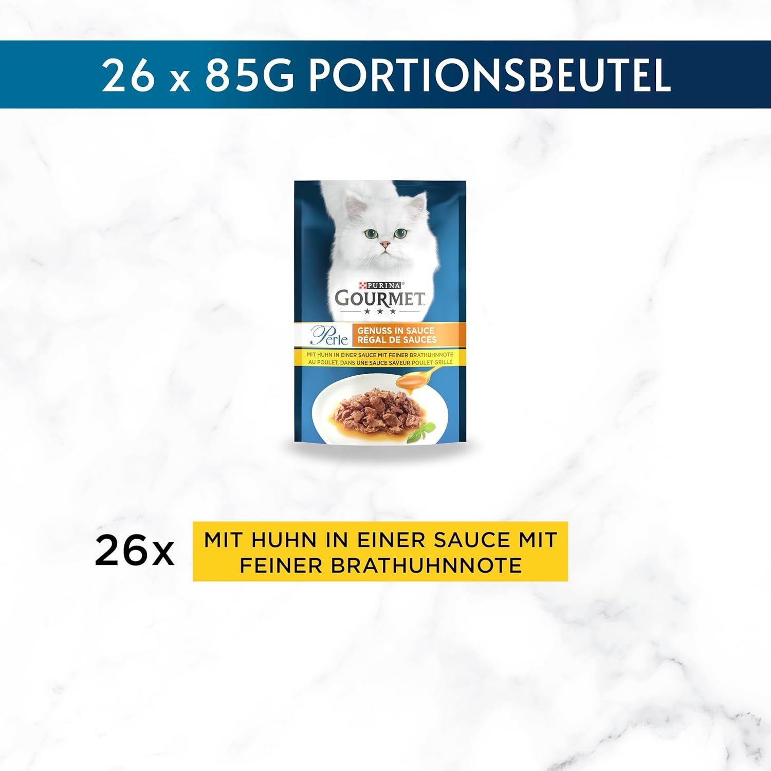 Gourmet Perle Delight nourriture humide pour chat en sauce au poulet, paquet de 26 (26 x 85g)