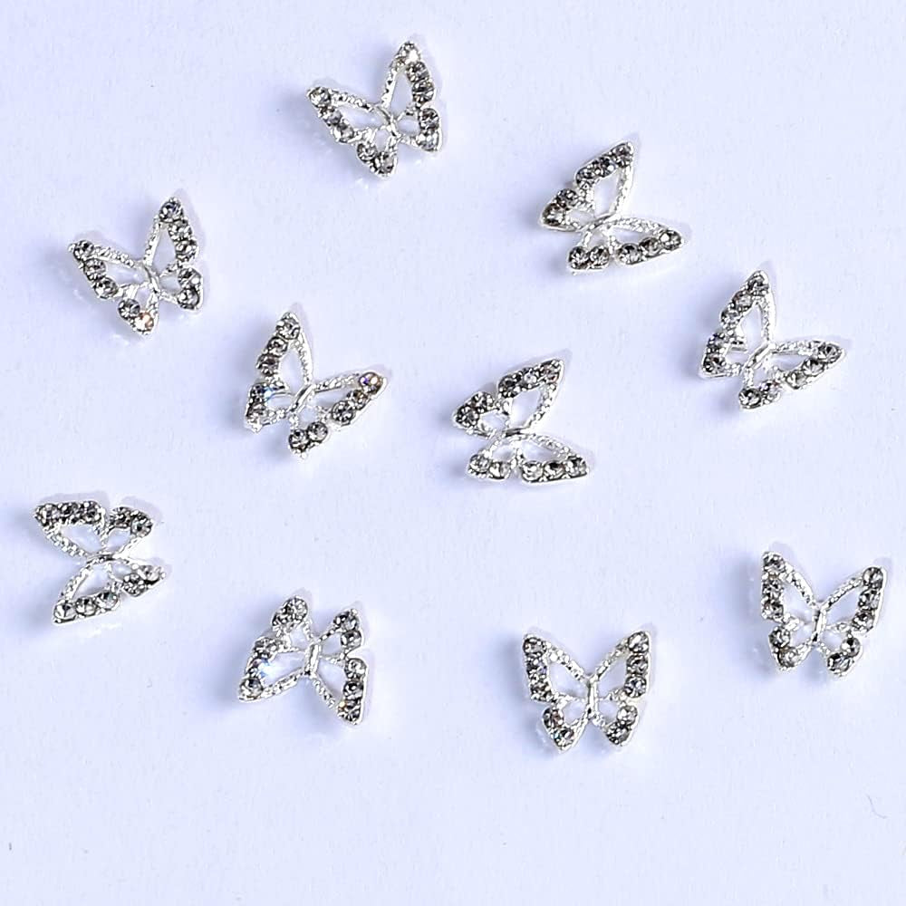 10 pièces en alliage papillon ongles breloques métal Nail Art pendentif pierres pour diamants ongles gemmes ongles bijoux Art décorations Nail Art fabrication de bijoux