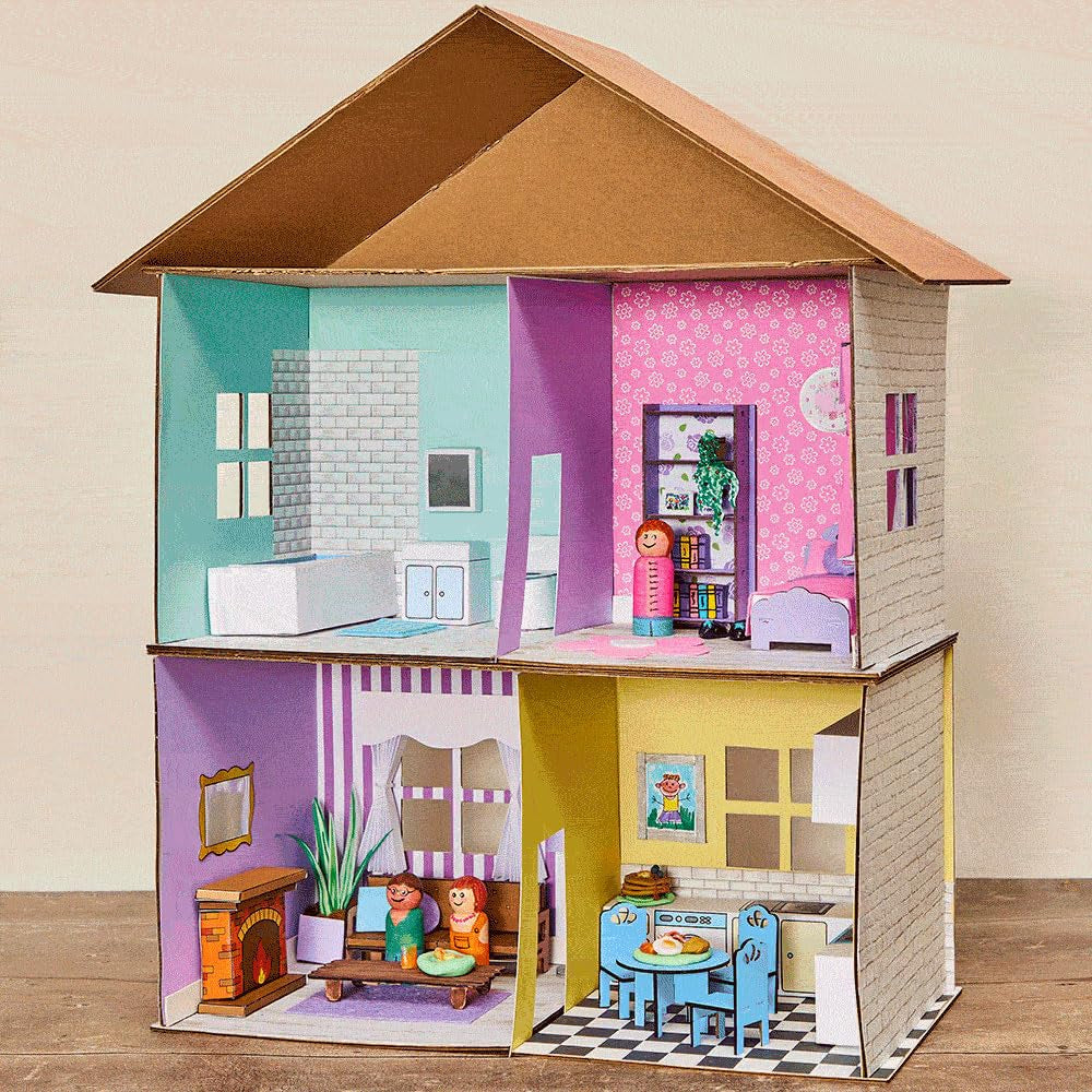 Baker Ross FN255 Mini kit de maison de poupée en bois – Kit de maison de poupée 1 pièce pour enfants Kit de bricolage