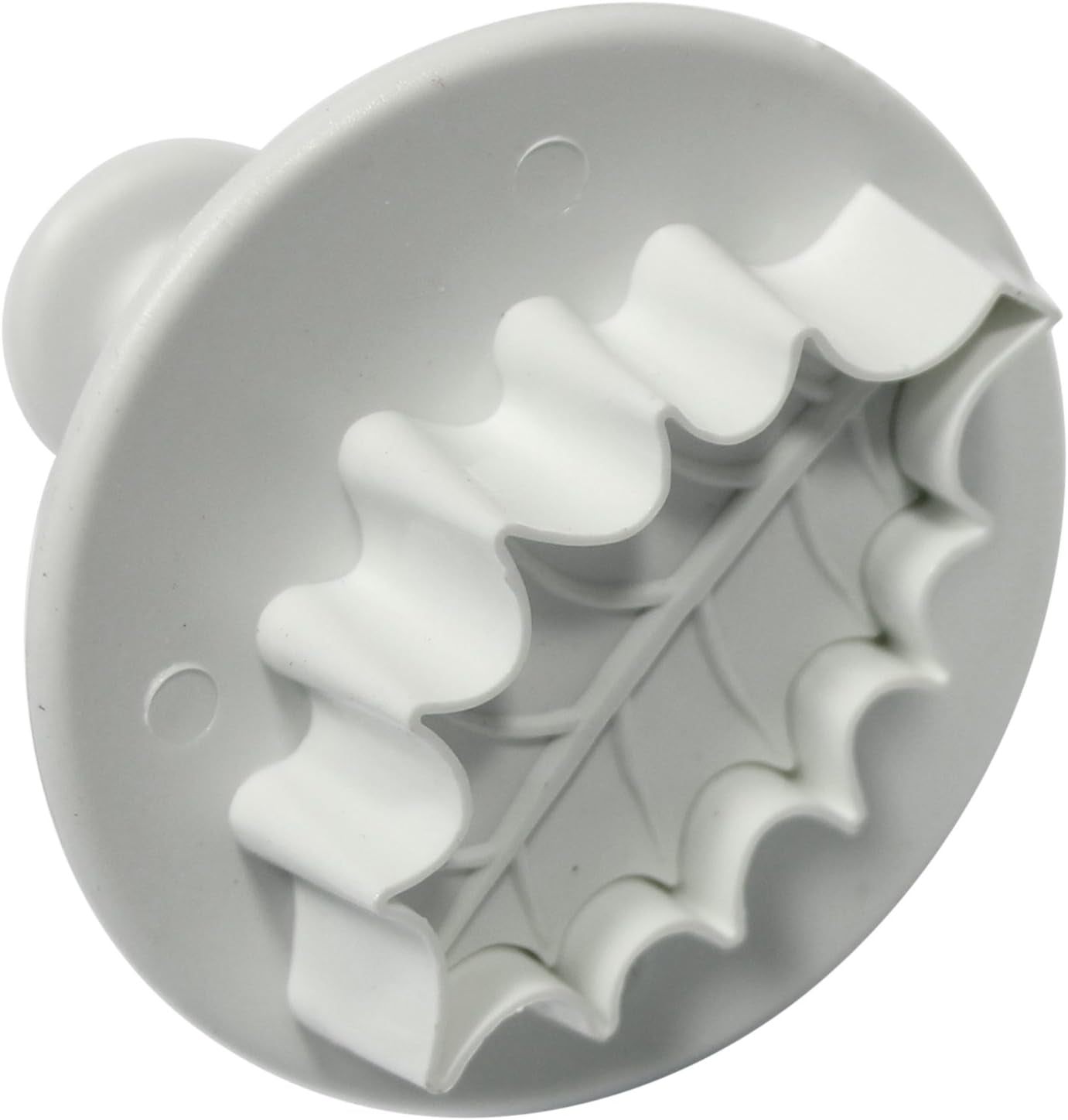 HL544 Matrices de gaufrage de feuilles Ilex nervurées, petites, moyennes et grandes, plastique, blanc, lot de 3