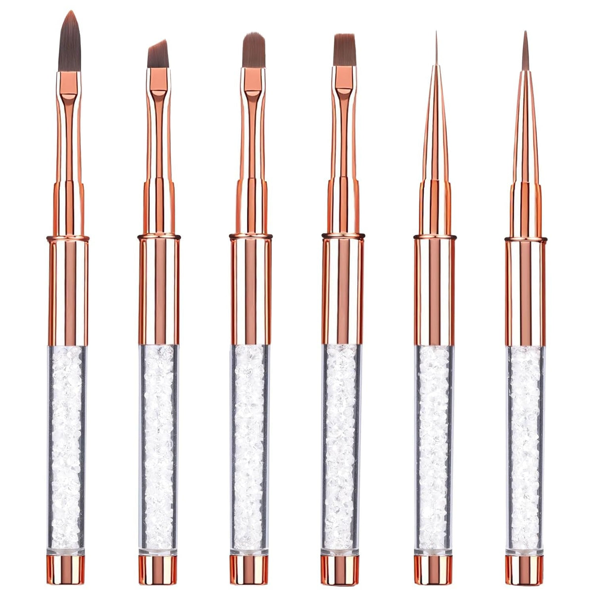 6 pièces brosses à ongles avec capuchon ongles UV Gel acrylique brosse à ongles brosse à ongles Gel partiel ensemble de pinceaux d'art des ongles