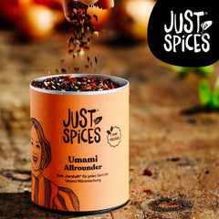 Just Spices Umami Allrounder I Soßen, Fleisch, Gemüse & more herzhaft würzen I Gewürzdose, 55 g