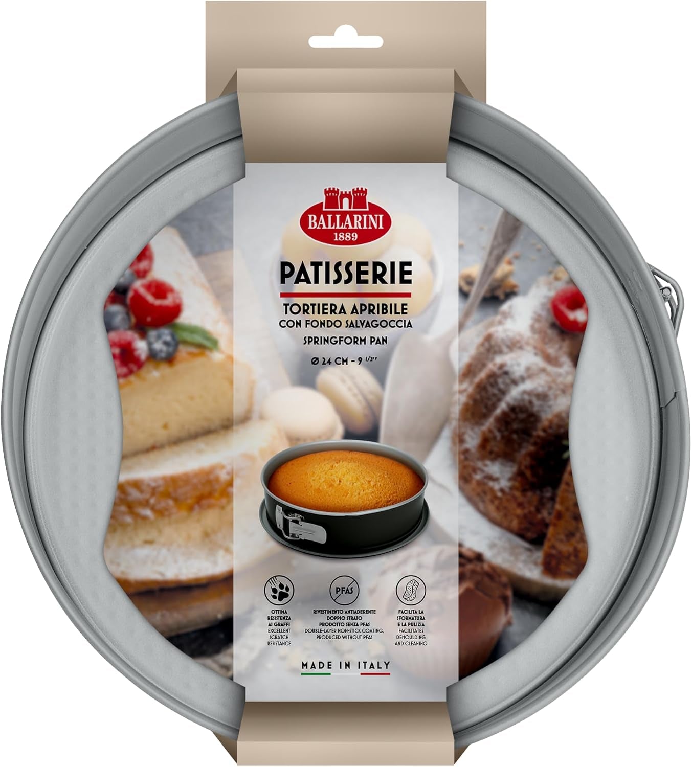 Ballarini, Plat à pâtisserie, différents modèles Moules et plaques à pâtisserie Naty Shop Gris Moule à gâteau Spring avec fond anti-goutte 24 cm