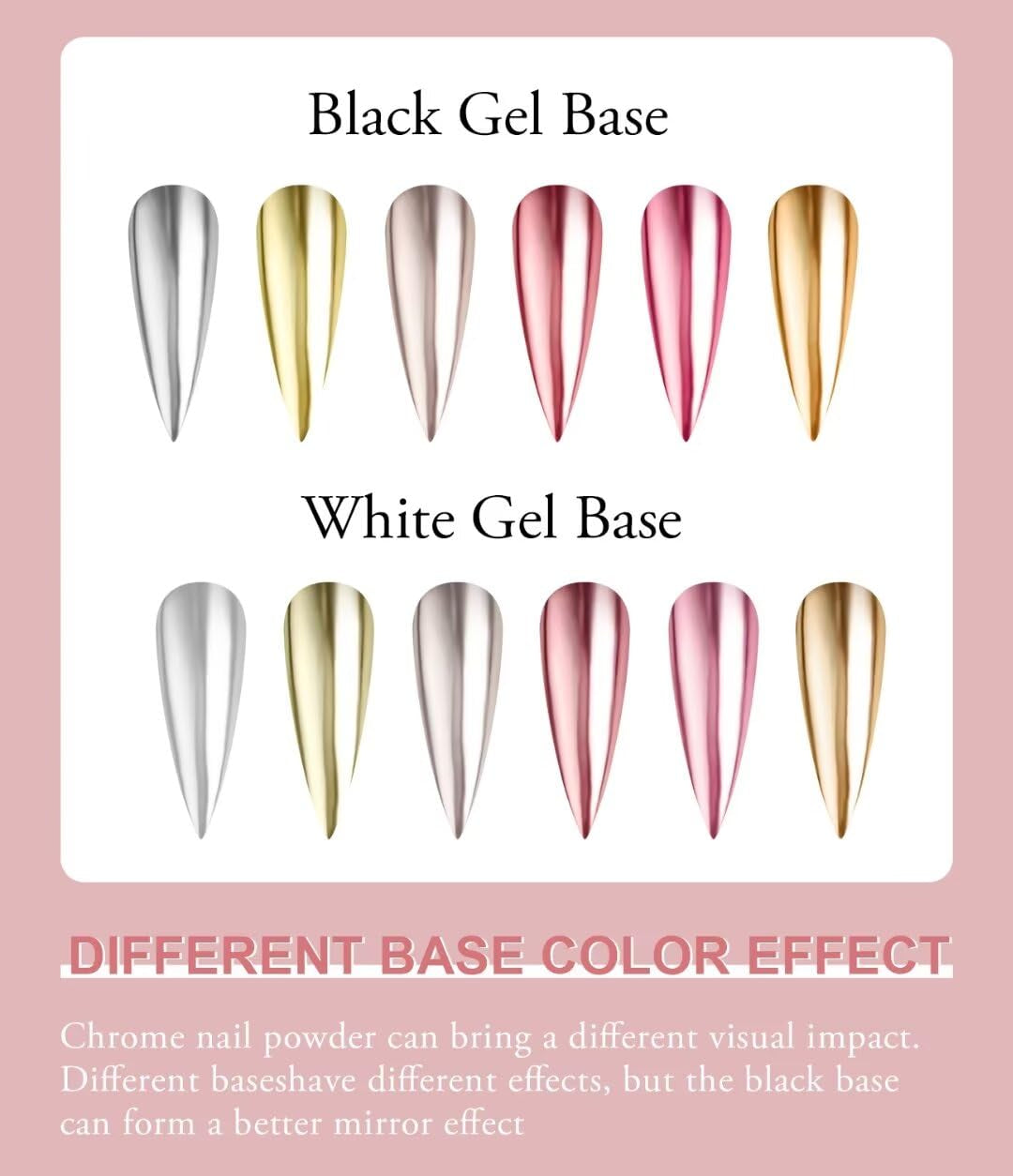 BISHENGYF Rose Gold Chrome Nail PowderNouvelle mise à niveau Grosse Kapazitä Chrom PulverSuper-Spiegeleffekt Metall Mirror Chrome Powder – Neon Glassy Pearl Effect Glitter Nail Art Pulver pour DIY Salon