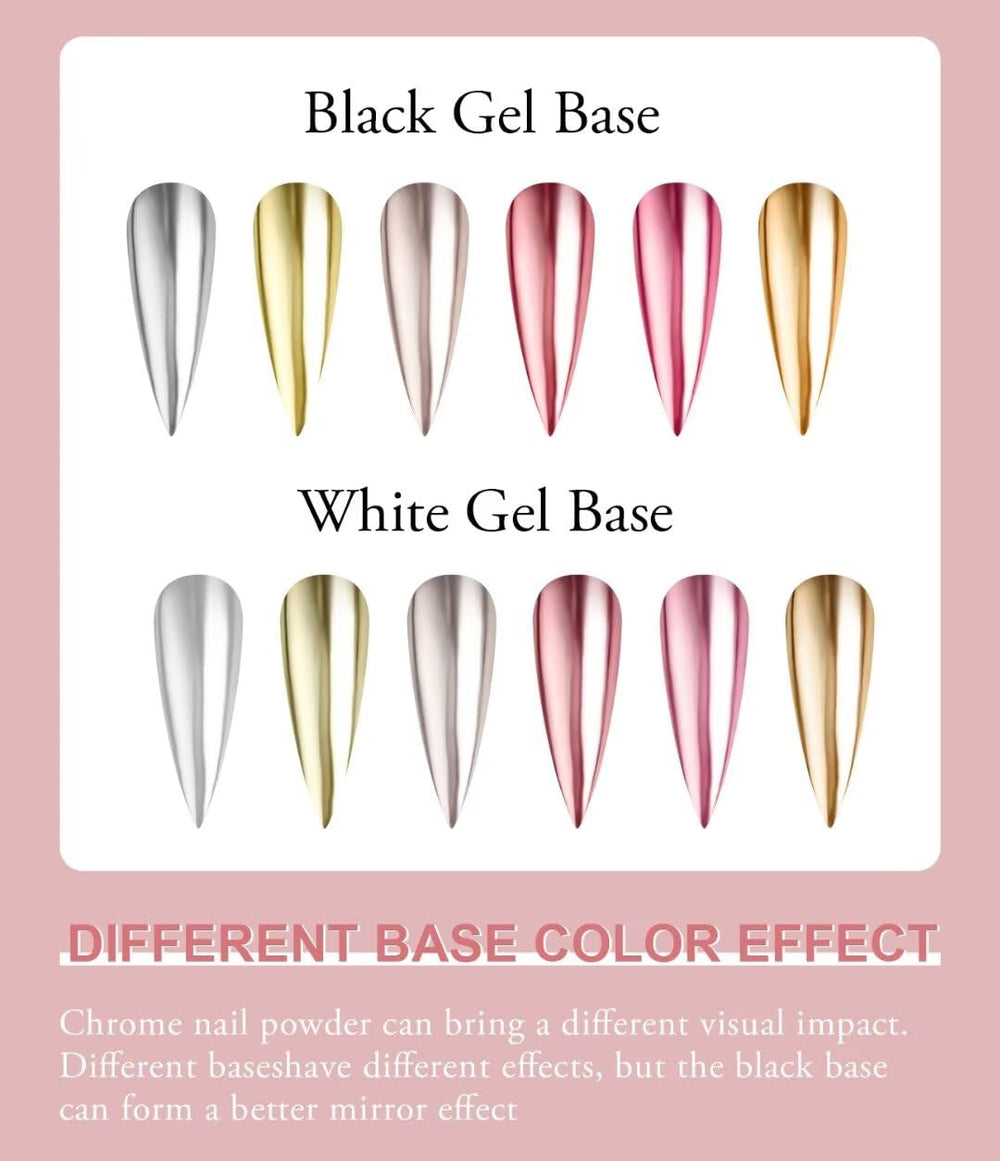 BISHENGYF Rose Gold Chrome Nail PowderNouvelle mise à niveau Grosse Kapazitä Chrom PulverSuper-Spiegeleffekt Metall Mirror Chrome Powder – Neon Glassy Pearl Effect Glitter Nail Art Pulver pour DIY Salon