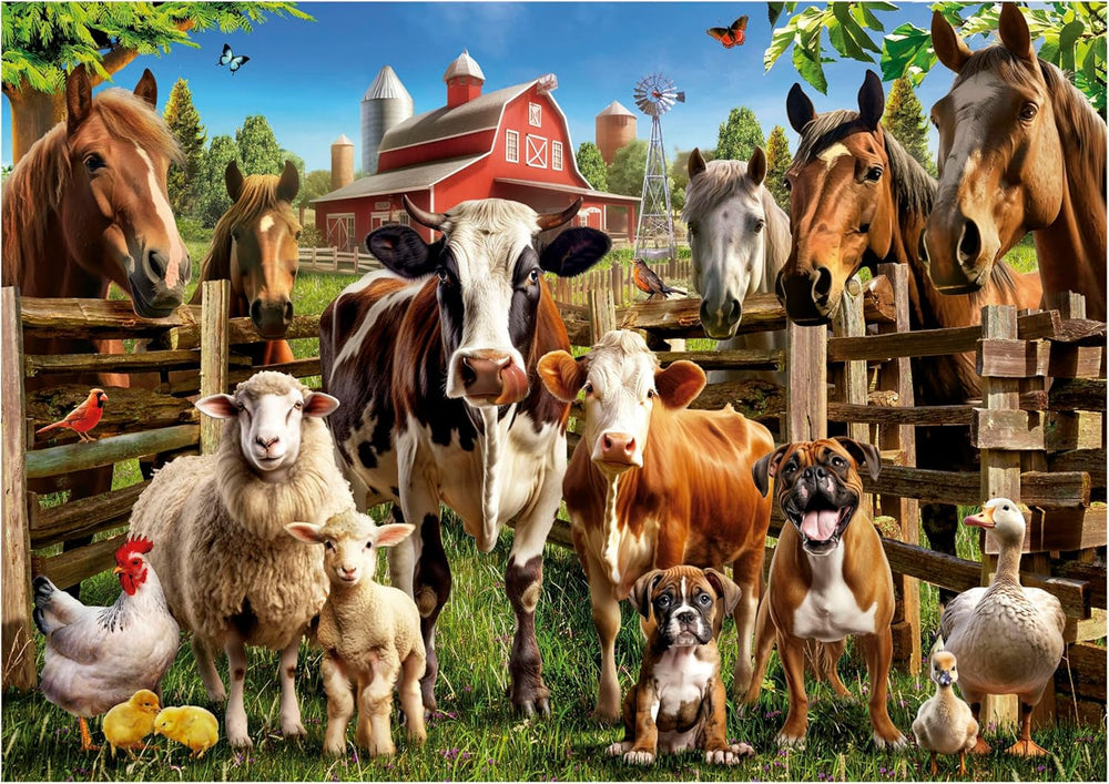 Educa - Puzzle de 500 pièces pour adultes | Animaux de ferme coquins. Dimensions : 48 X 34 cm. Comprend de la colle pour puzzle Fixpuzzle. Depuis 11 ans (19905) Puzzle Naty Shop