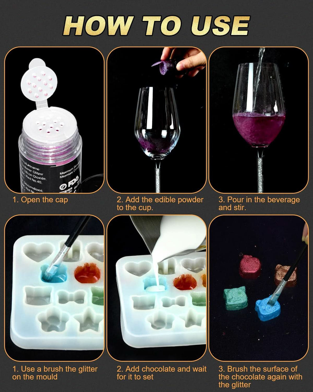 Paillettes comestibles, diverses couleurs et quantités Naty Shop