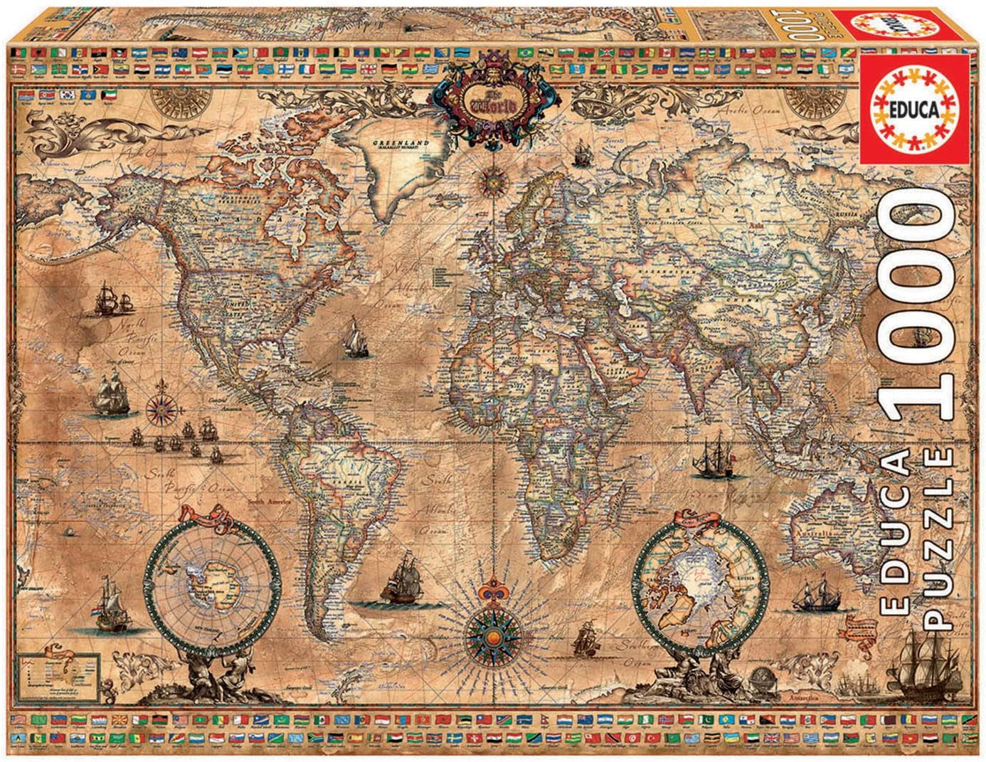 Educa - Puzzle 1000 pièces pour adultes | Ancienne carte du monde, puzzle 1000 pièces pour adultes et enfants à partir de 14 ans, carte (15159) Puzzle Naty Shop Titre par défaut