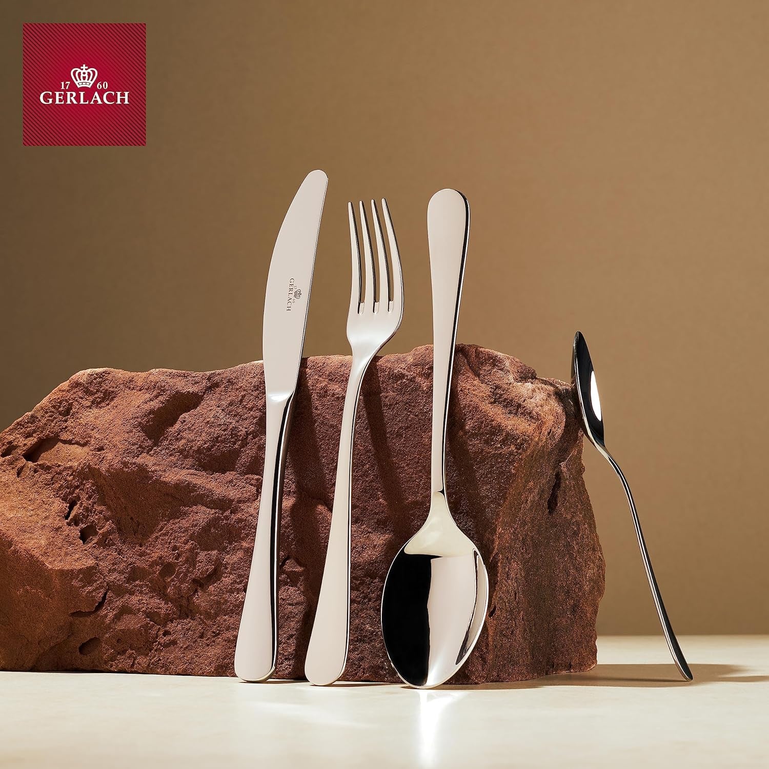 Gerlach Flow Besteck-Set 6 Personen Spülmaschinenfest Essbesteck Besteck Aus Edelstahl Messer Gabel Löffel Teelöffel Tafelbesteck Rostfrei 24 Stk, Silberglänzend Kitchen Naty Shop