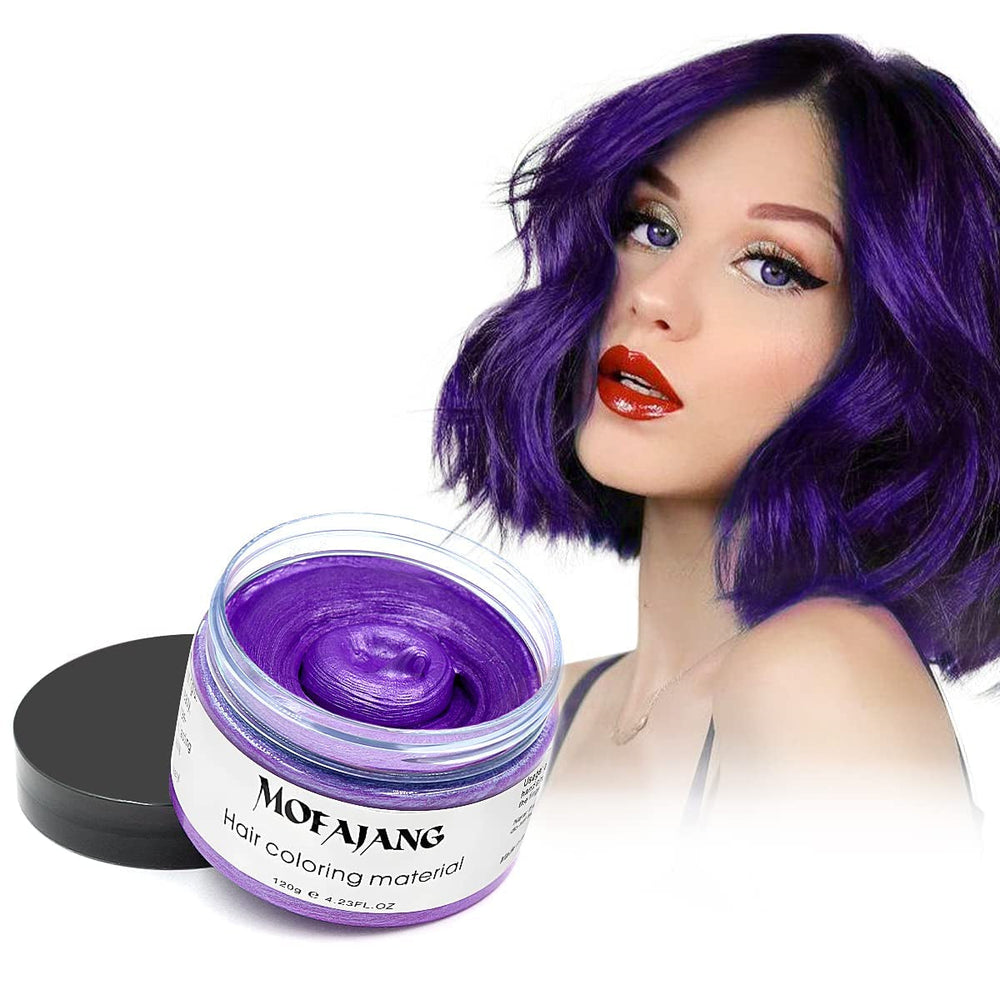Coloration capillaire temporaire, 4,23 onces de cire colorée pour hommes et femmes, pommade de couleur naturelle lavable, teinture capillaire instantanée pour fête, cosplay, Halloween (rouge) Naty Shop Coloration capillaire violette 120G (1 paquet)