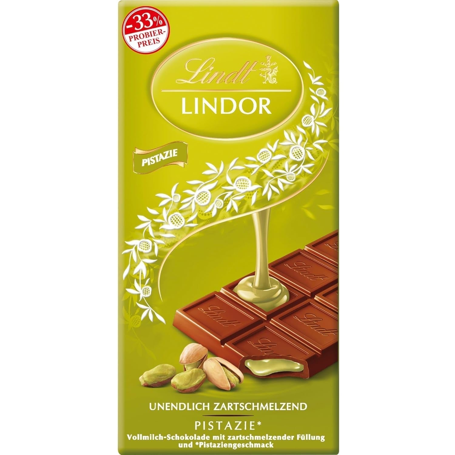 Lindt Schokolade LINDOR Pistazie, Promotion | 100 G | Feinste Vollmilch-Schokolade Mit Unendlich Zartschmelzender Füllung Mit Pistaziengeschmack | Schokoladentafel | Schokoladengeschenk, 2023 Version Naty Shop 100 G - Version 2023 Pistazie