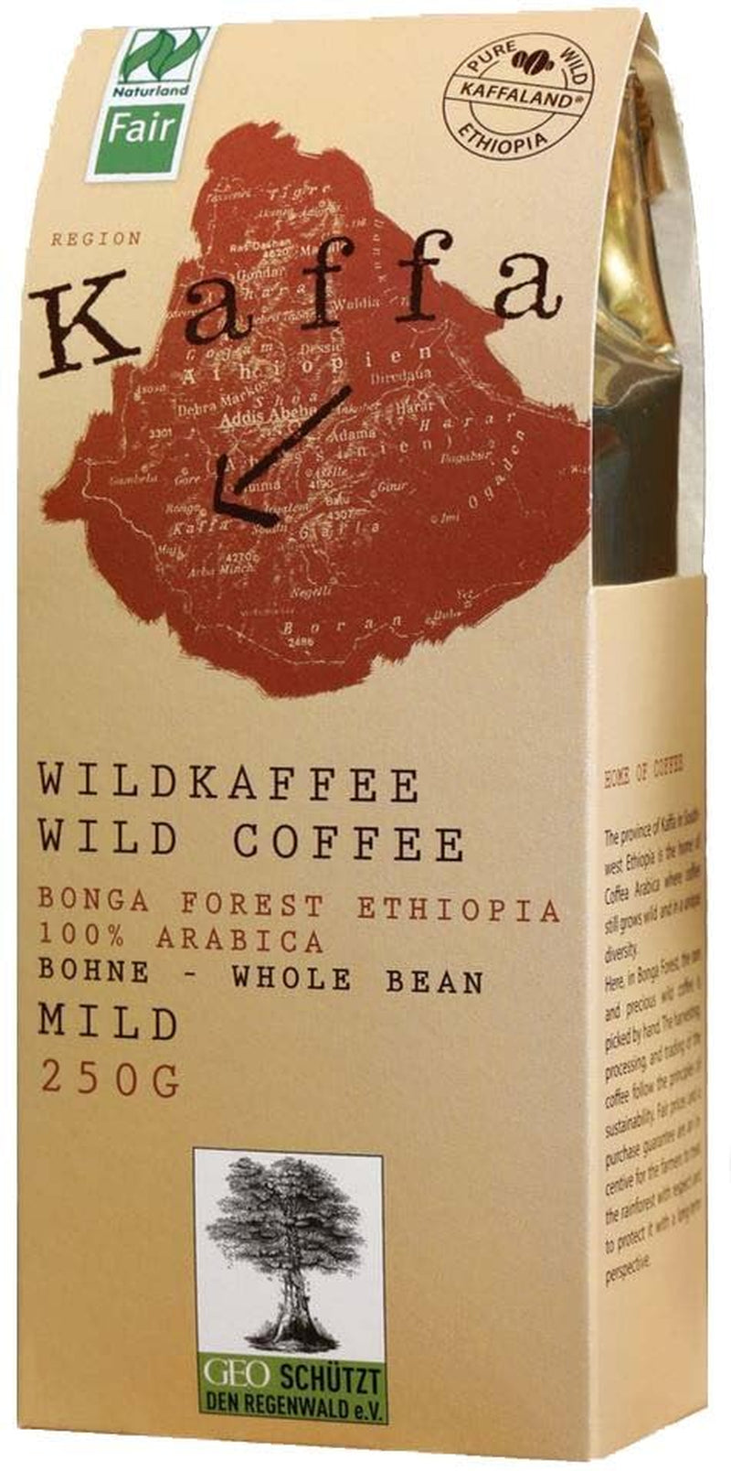Kaffa Wild-Kaffee doux ganze Bohne 2er-Pack (2x 250g) bio végétalien équitable Arabica MildBohx2