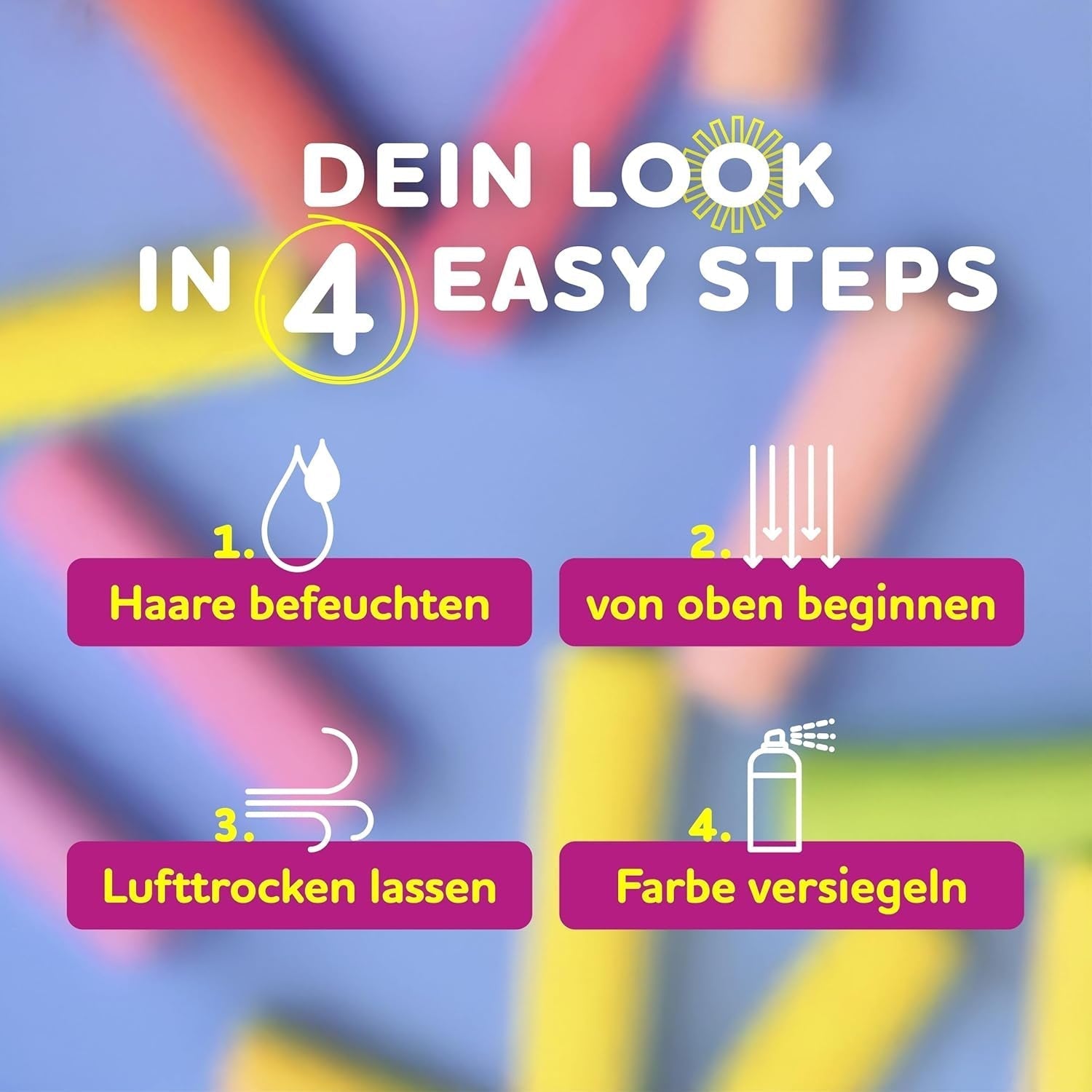 Ensemble de crayons de coloration (chariots) de 12 couleurs vibrantes - facile à utiliser - lavable - teinture capillaire temporaire - également pour les couleurs de cheveux foncés - en cadeau Halloween Carnaval Anniversaire Noël Teinture capillaire Naty Shop