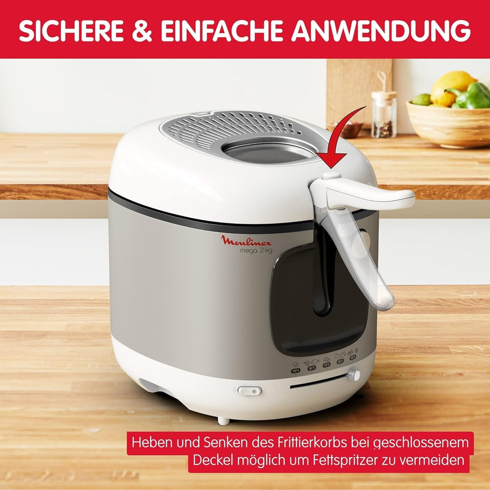 Friteuse AM4800 Mega 2Kg, friteuse à huile, filtre anti-odeur, 1800 W, électroménager Naty Shop