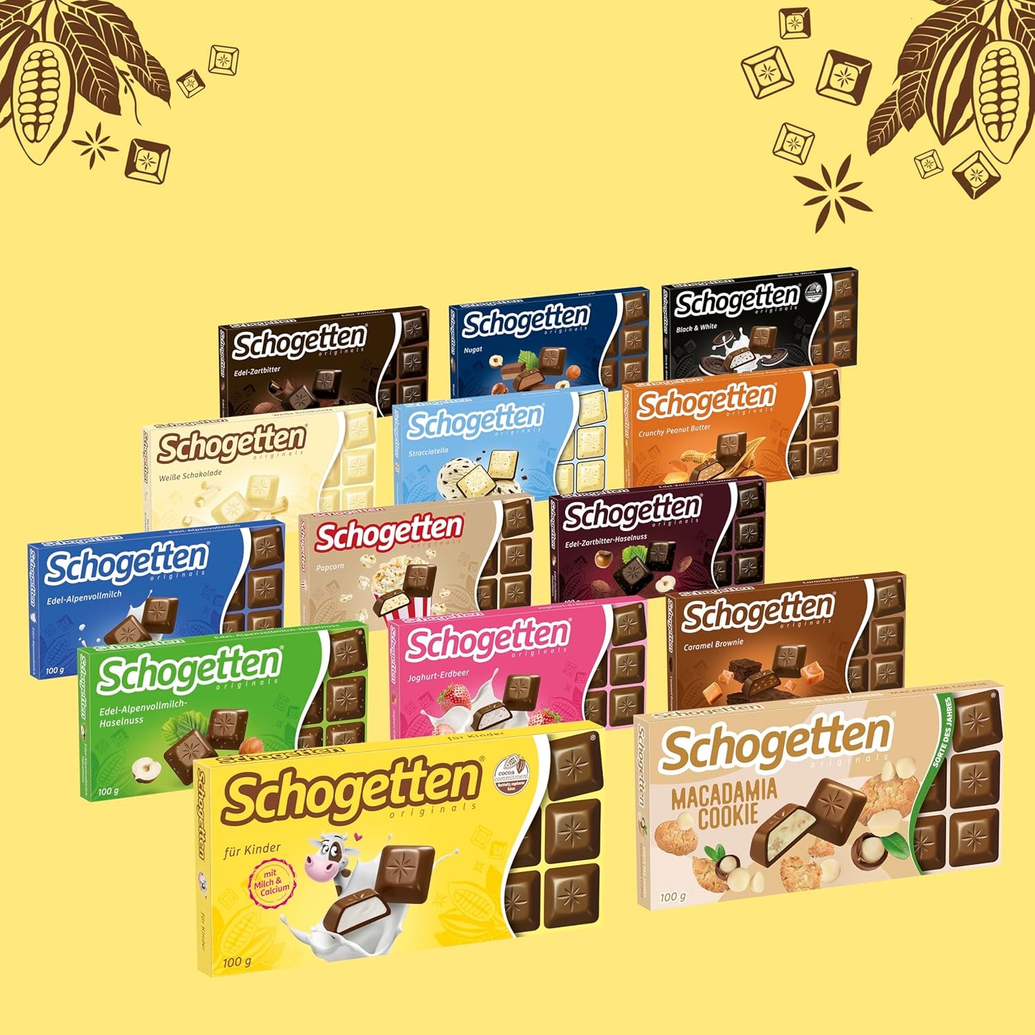 Schogetten pour enfants, barre de chocolat 100g, chocolat au lait fourré au lait crémeux, en portions pratiques. Un délice. Pièce par pièce.