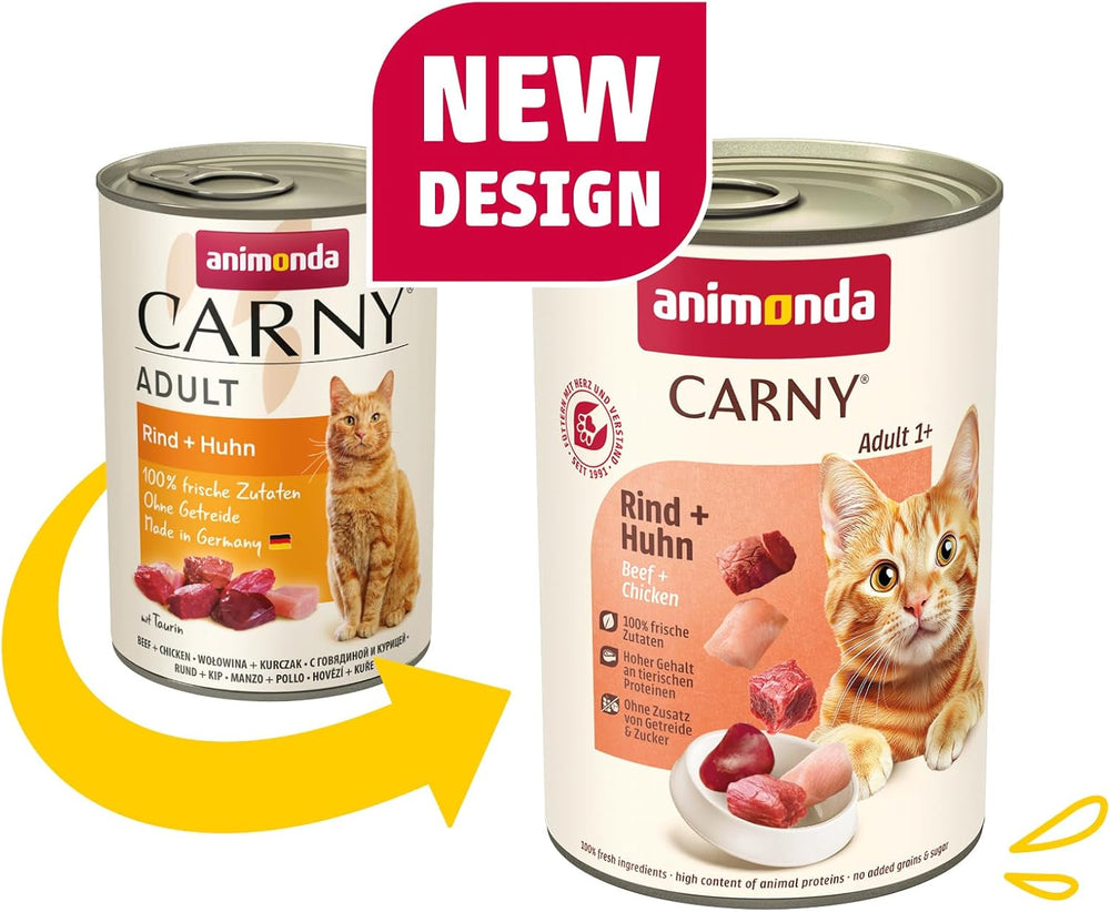 animonda Carny Adult Savory Variety (12 x 400 g), nourriture humide pour chats adultes, nourriture humide avec 100 % d'ingrédients de viande fraîche, sans céréales et sans sucre